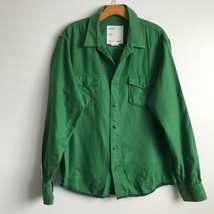 Entireworld Flannel Shirt XL Green Outdoor Collar Button Down Elbow Patc... - $41.68