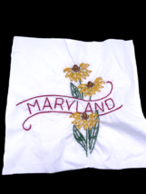 Maryland Embroidered Quilted Square Frameable Art State Needlepoint Vtg 8.5&quot; - £22.30 GBP