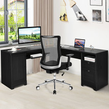 L-Shaped Corner Computer Desk Writing Table Study Office W/ Drawers Storage - £358.22 GBP