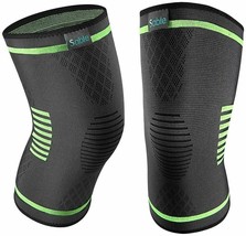 Knee Brace Support Compression Sleeves 1 Pair Wraps Pads - Unisex - Blac... - £12.50 GBP