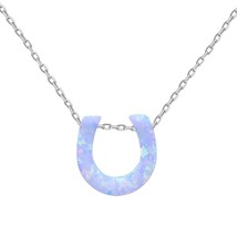 Sterling Silver Small White Opal Horseshoe Necklace - $34.20