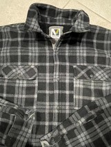 Voyager Flannel Shirt Mens Medium Black Gray Plaid Sherpa Lined Snap Up ... - $22.09