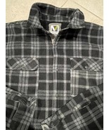 Voyager Flannel Shirt Mens Medium Black Gray Plaid Sherpa Lined Snap Up ... - $31.73 CAD