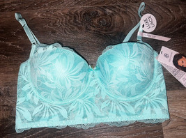 Daisy Fuentes ~ Womens Long Line Bra Push Up Mint Green Underwire Balconette 34C - £17.31 GBP