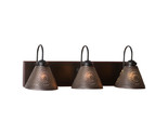 3-Arm Vanity Light Fixture &quot;Crestwood&quot; Wood Punched Tin Metal Shade Rust... - £253.03 GBP