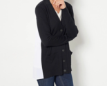 Isaac Mizrahi Elements Mix Media Sweater Cardigan- BLACK/WHITE, SMALL - $27.72