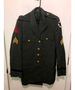 Vintage US Army Military SZ 39L AG-344 Green Tropical Class 3 Dress Jack... - $9.89