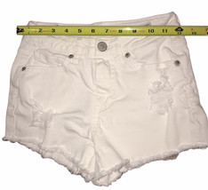 Aeropostale White Shorts Junior Size 00 Denim Distressed Zip 5 pocket - £10.01 GBP