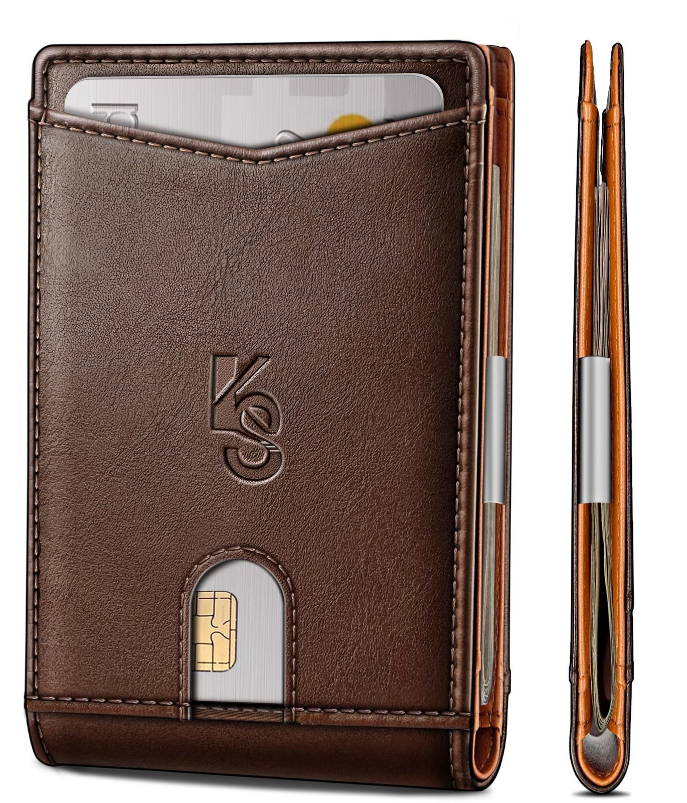 KEMISANT Men Wallet, Slim Leather Wallet Money Clip for Gift Men 11 Cards 3"X4.