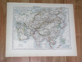 1904 Political / Physical Map Of Asia China India Saudi Arabia Russia Indonesia - £16.16 GBP