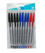 Ballpoint Stick Pens - Black Blue Red (10 Pack) - £1.34 GBP