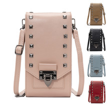 Rivet Design Shoulder Bags Mobile Phone Handbag Solid Color Crossbody Bags Women - £38.64 GBP