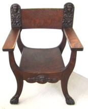 19th Century Spanish Colonial Altar Carved Armchair With Wood Seat and B... - $2,474.01