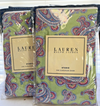 New Vintage Ralph Lauren STUDIO PAISLEY European Pillow Shams Greenvale ... - $95.00