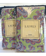 New Vintage Ralph Lauren STUDIO PAISLEY European Pillow Shams Greenvale ... - €81,44 EUR