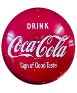 1950&#39;s Vintage Porcelain Drink COCA COLA Button Sign 48-in &quot;Sign of Good... - £2,119.17 GBP