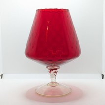 Italian Empoli Brandy Glass Vase in Ruby Red, Optical, Vintage - $27.62