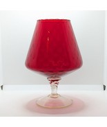 Italian Empoli Brandy Glass Vase in Ruby Red, Optical, Vintage - £21.71 GBP