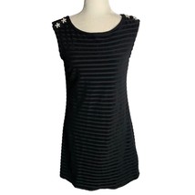 Vintage Y2K Juicy Couture Terry Cloth Dress S Black Stripes Rhinestones Cutout - £55.02 GBP