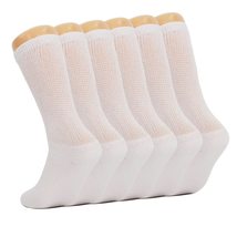 AWS/American Made 6 Pairs White Diabetic Crew Socks Non Binding Top Larg... - £12.65 GBP
