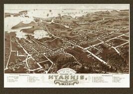 10859.Decoration Poster.Wall Room home art.Early Aerial bird&#39;s eye view.Hyannis - £12.74 GBP+