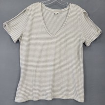 Lucky Brand Women Shirt Size XL White Preppy Stripe Y2K Short Cold Shoulder Top - £10.61 GBP