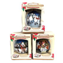 Christmas Ornament Hand Painted Glass Santa Angel Snowman Set of 3 In Boxes - £19.57 GBP
