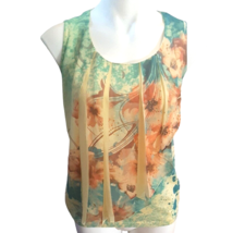 Small Cato Sleeveless Tank Yellow Teal Embellished Sparkly AS IS READ - £10.73 GBP