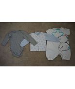 Lot of 3 Boys Clothes: 2 Rompers and 1 Long-Sleeve Shirt SZ 6-9 Month 10... - £7.84 GBP