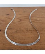 Vintage Milor Italy Herringbone Sterling Silver 925 Flat Chain Necklace 17&quot; - £99.36 GBP