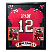 Tom Brady Autographed Tampa Bay Buccaneers Framed Jersey Red COA Fanatics Signed - £3,796.72 GBP
