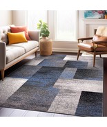 5&#39; X 7&#39; Blue Distressed Boxes Area Rug From Rugshop. - $1,515.01 MXN
