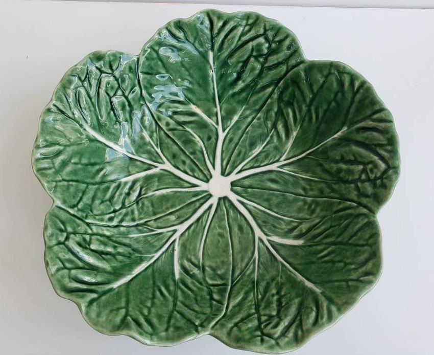 Vintage Bordallo Pinheiro 11" Green Color Cabbage Style Extra Large Dinner Table Item image 4