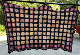 Gorgeous vintage handmade afghan throw sofa runner crochet granny square... - $41.58