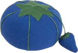 Tomato Themed Pin Cushion with Strawberry Emery Blue - $4.95