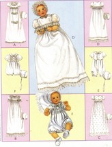 Infants Christening Baptismal Dress Gown Rompers Bonnet Sew Pattern NB-L - £11.25 GBP