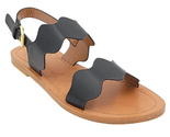 Indigo Rd Women Flat Slingback Sandals She Size US 7M Black Leather - £10.28 GBP