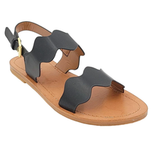 Indigo Rd Women Flat Slingback Sandals She Size US 7M Black Leather - £10.16 GBP