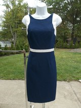 Nwt Adrianna Papell Fab Navy&amp;White Dress 8 - £52.34 GBP