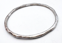 Handcrafted Matte Sterling Silver Brutalist Amorph Bangle Bracelet - £66.47 GBP