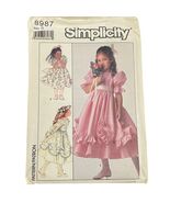 Simplicity 8987 Girls Puff Sleeve Dress Pattern Size 5 With Ruffle &amp; Bow... - $88.05 MXN