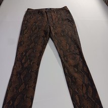 PAIGE W6510 Women's Hoxton Ultra Skinny Coated Brown Snake Print Jeans Size 30 image 12