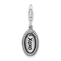 Sterling Silver Antiqued XOXO Lobster Clasp Charm Pendant Jewelry 25mm x 9mm - £13.68 GBP
