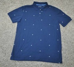 Chaps Polo Shirt Short Sleeve Blue Diamond Vented 2 Button Placket Mens-... - £11.12 GBP
