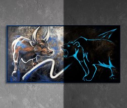 Glow in the dark wall decor &quot;Bourse&quot;, Trading wall decor, Bull and Bear ... - £460.34 GBP