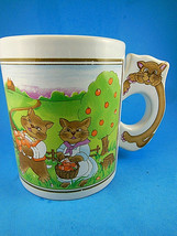 Vintage Cats Coffee Mug Tea Cup Cats with Baskets of Apples - $167.06 MXN