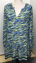 Michael Kors Petite Medium Women&#39;s Long Sleeve Ruffle Hem Dress P/XS Limeade - £33.21 GBP