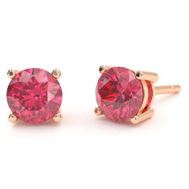 Pink Tourmaline 5mm Round Stud Earrings in 14k Rose Gold - £224.69 GBP