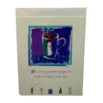 Hallmark Warm Wishes Happy Holidays Card With Snowman Mug Design - £3.71 GBP