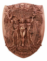 Pagan Wiccan Tripple Goddess Maiden Mother Crone Shield Wall Plaque 14.5&quot; Tall - £47.15 GBP